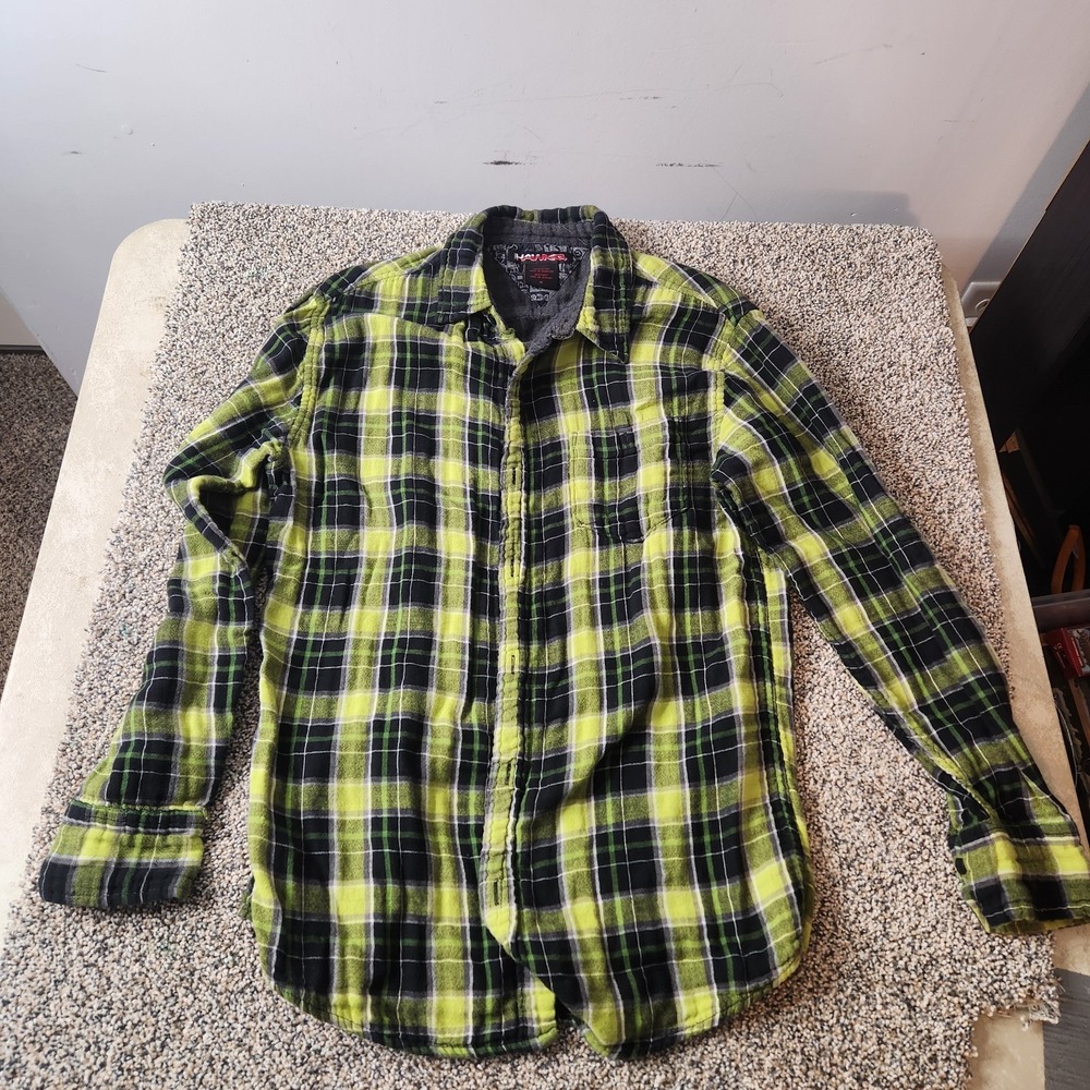Tony Hawk Shirt Mens Size Med Plaid Multicolor Long Sleeve Button Up Cotton
